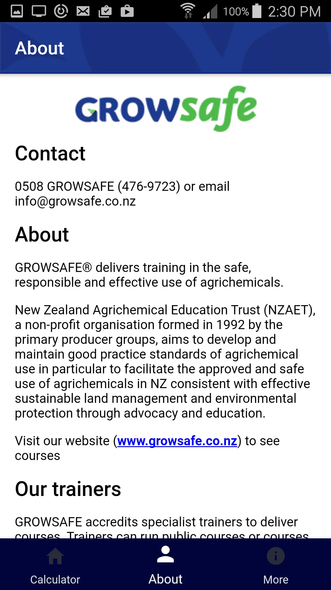 Growsafe Knapsack Spray Calc | Indus Appstore | Screenshot