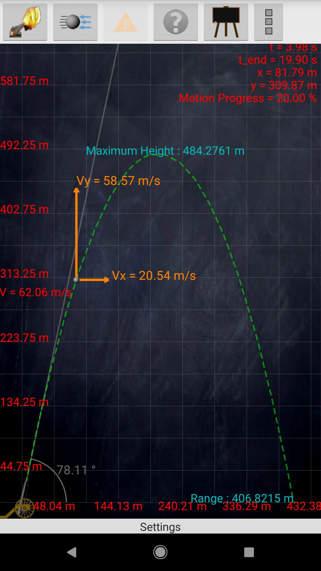 Projectile Motion Simulation w | Indus Appstore | Screenshot