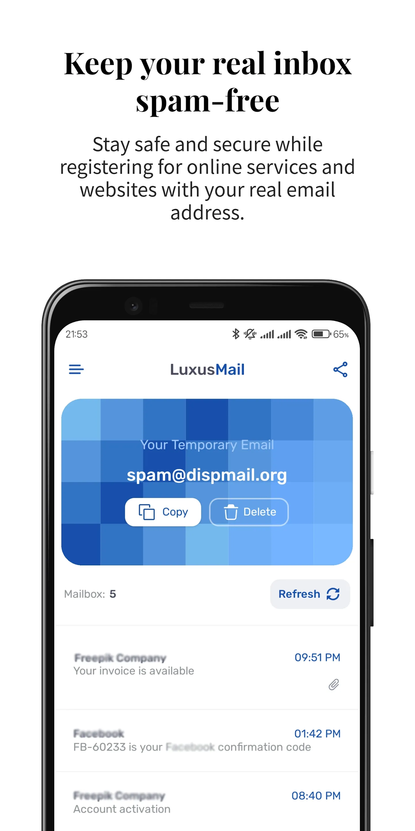 Temp Mail - by LuxusMail | Indus Appstore | Screenshot