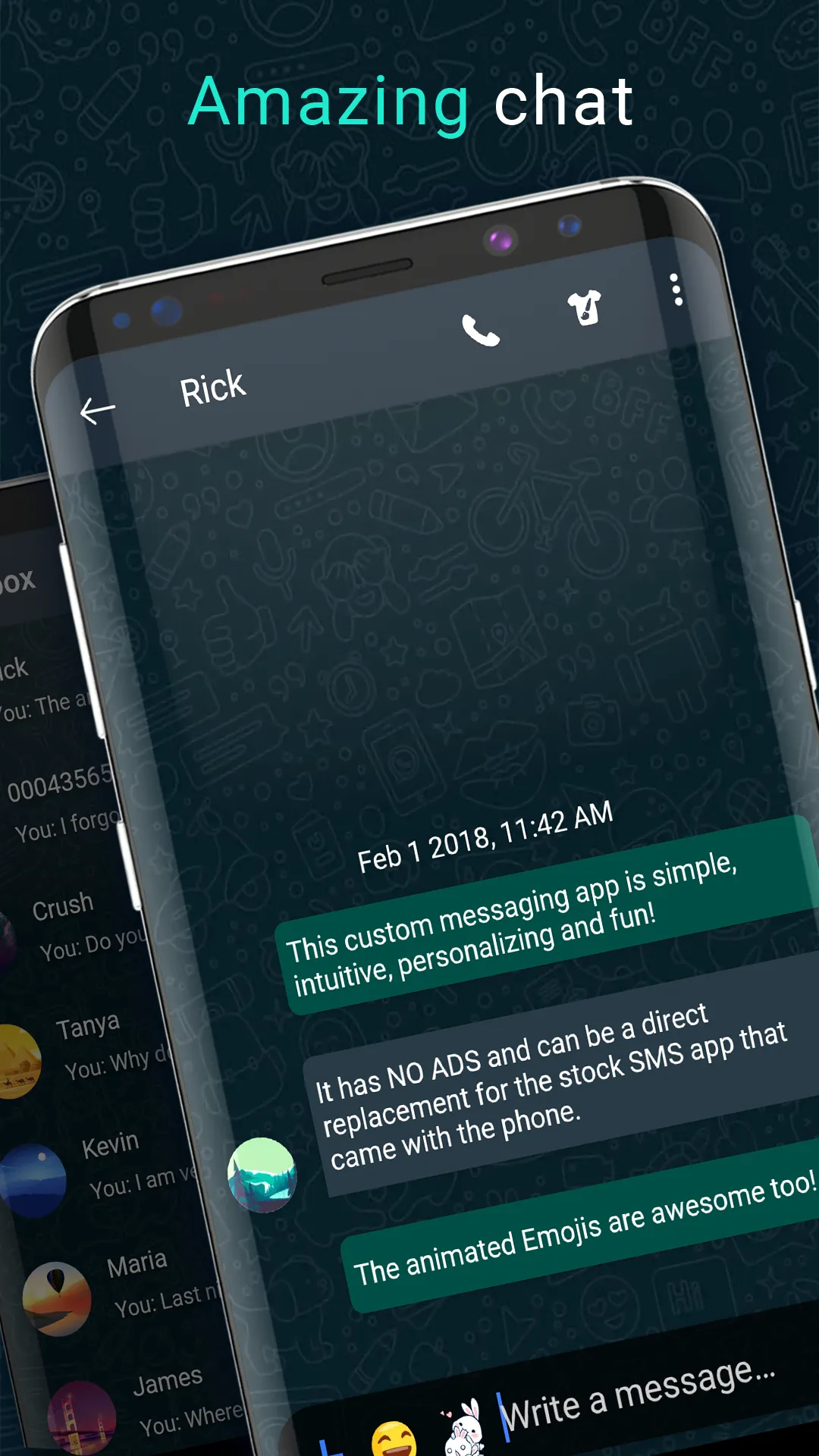 Dark SMS Messenger Theme | Indus Appstore | Screenshot