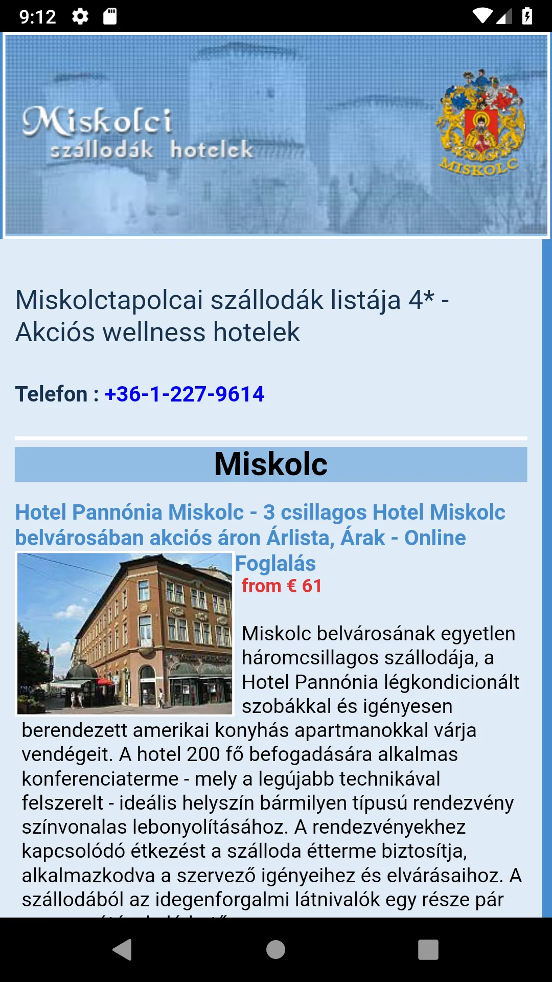 Miskolctapolcai szállodák, wel | Indus Appstore | Screenshot