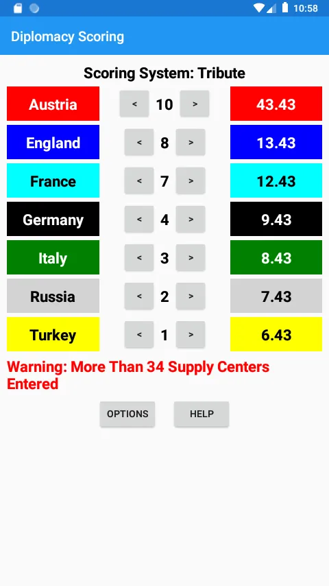 Diplomacy Tournament Scoring | Indus Appstore | Screenshot