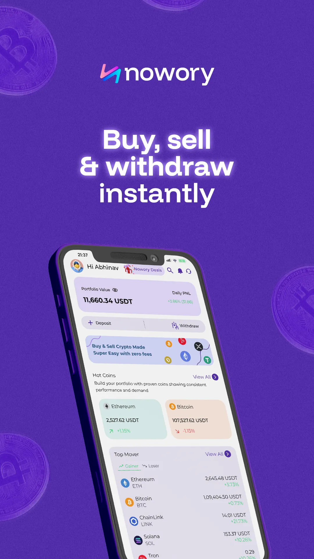 nowory: Buy Bitcoin With 0 Fee | Indus Appstore | Screenshot