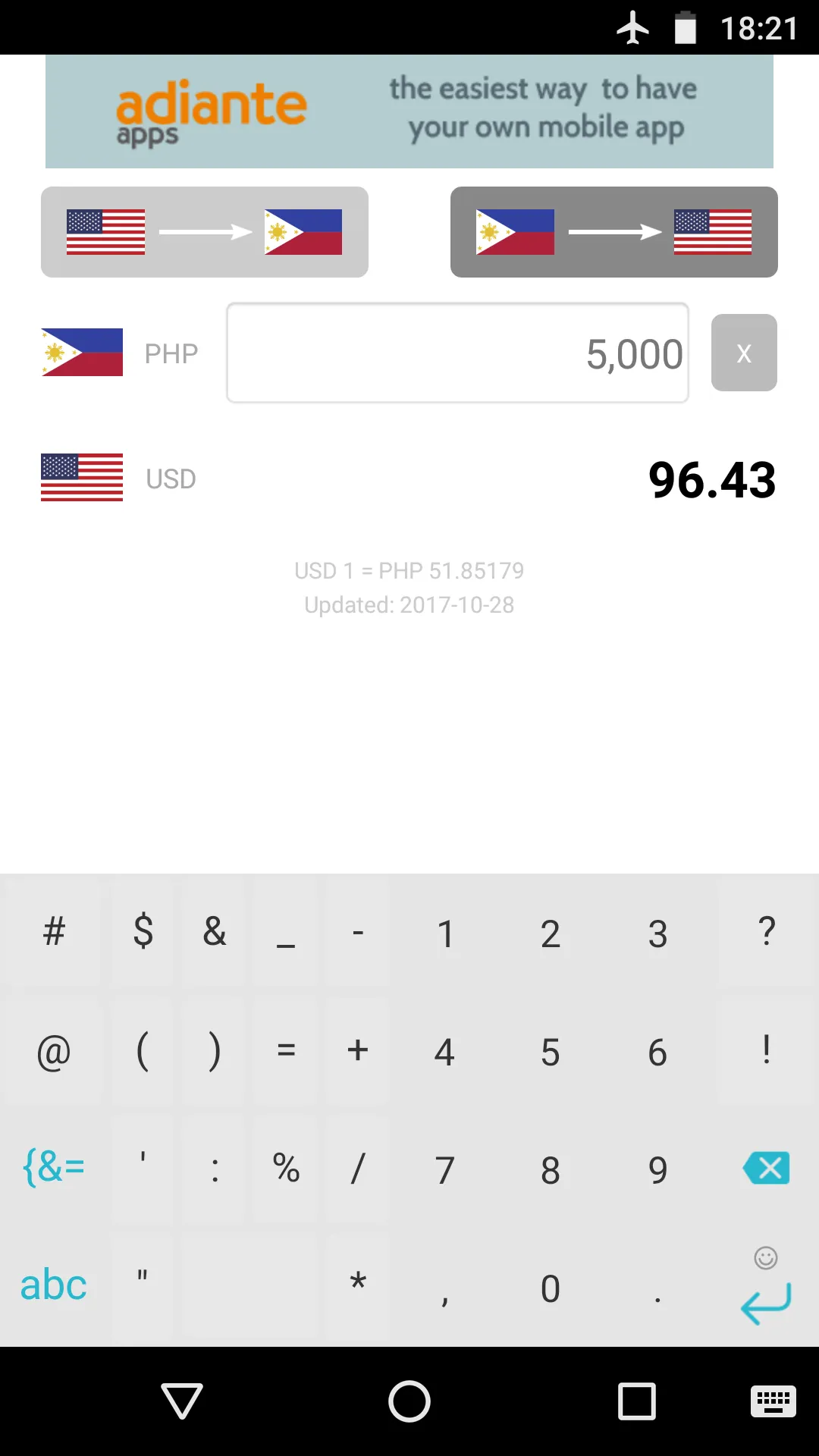 Dollar to Philippine Piso | Indus Appstore | Screenshot