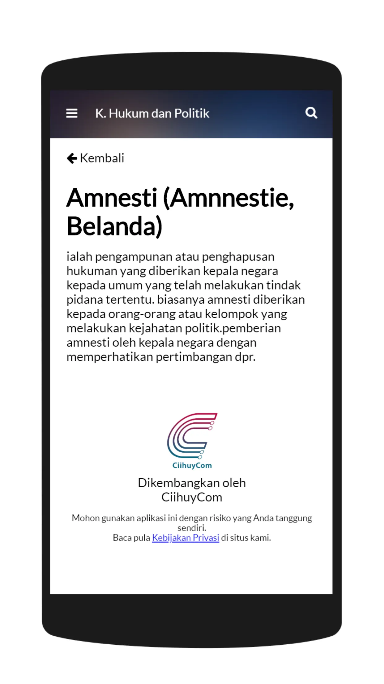 Kamus Istilah Hukum & Politik | Indus Appstore | Screenshot