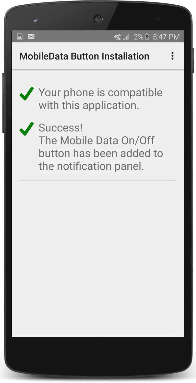 Install the MobileData button | Indus Appstore | Screenshot