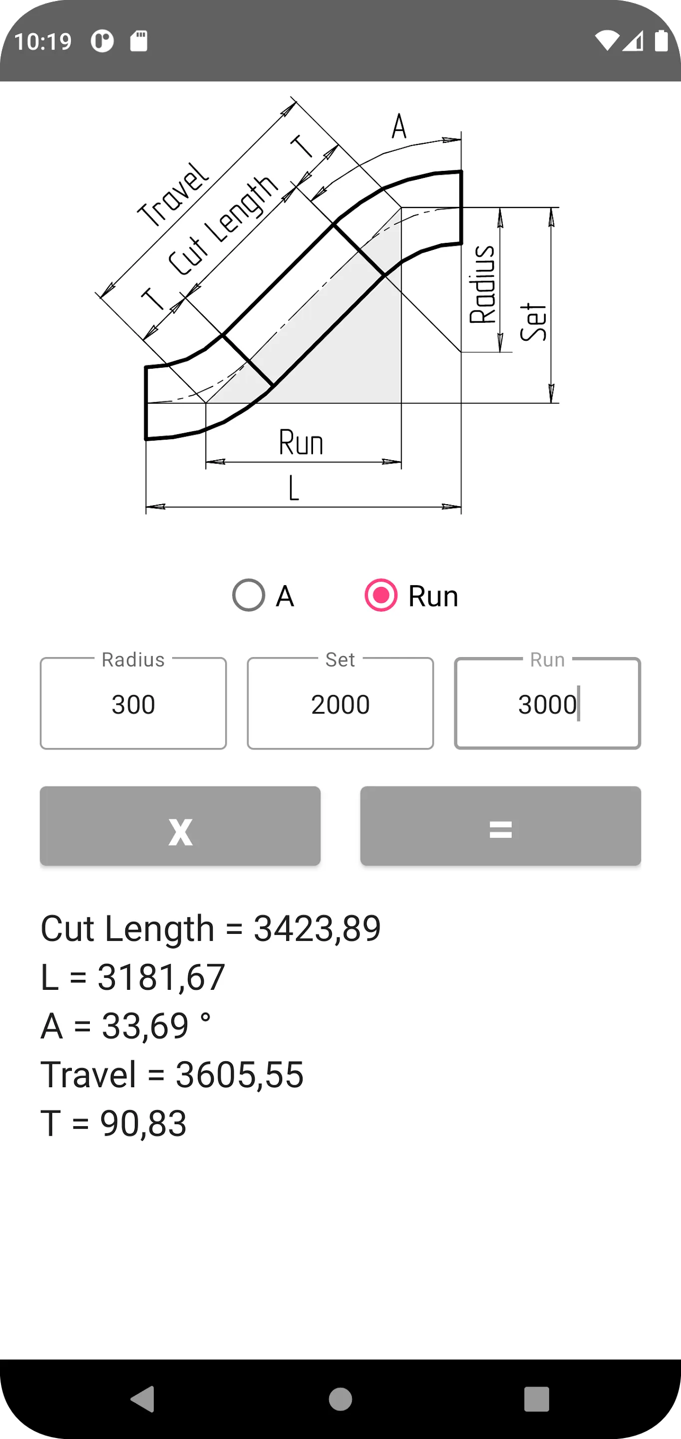 Offset Pipe calculator | Indus Appstore | Screenshot