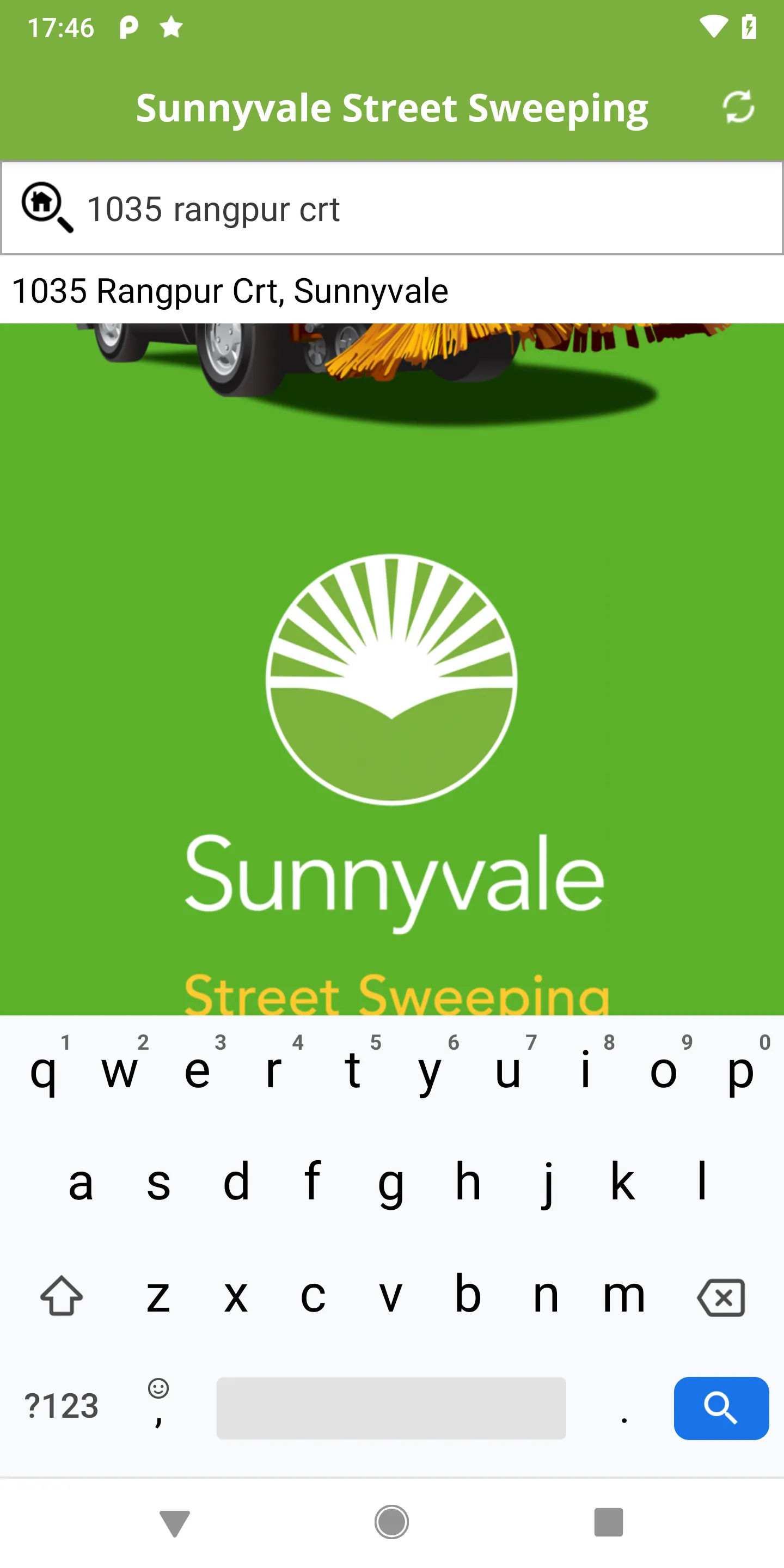 Sunnyvale Street Sweeping | Indus Appstore | Screenshot