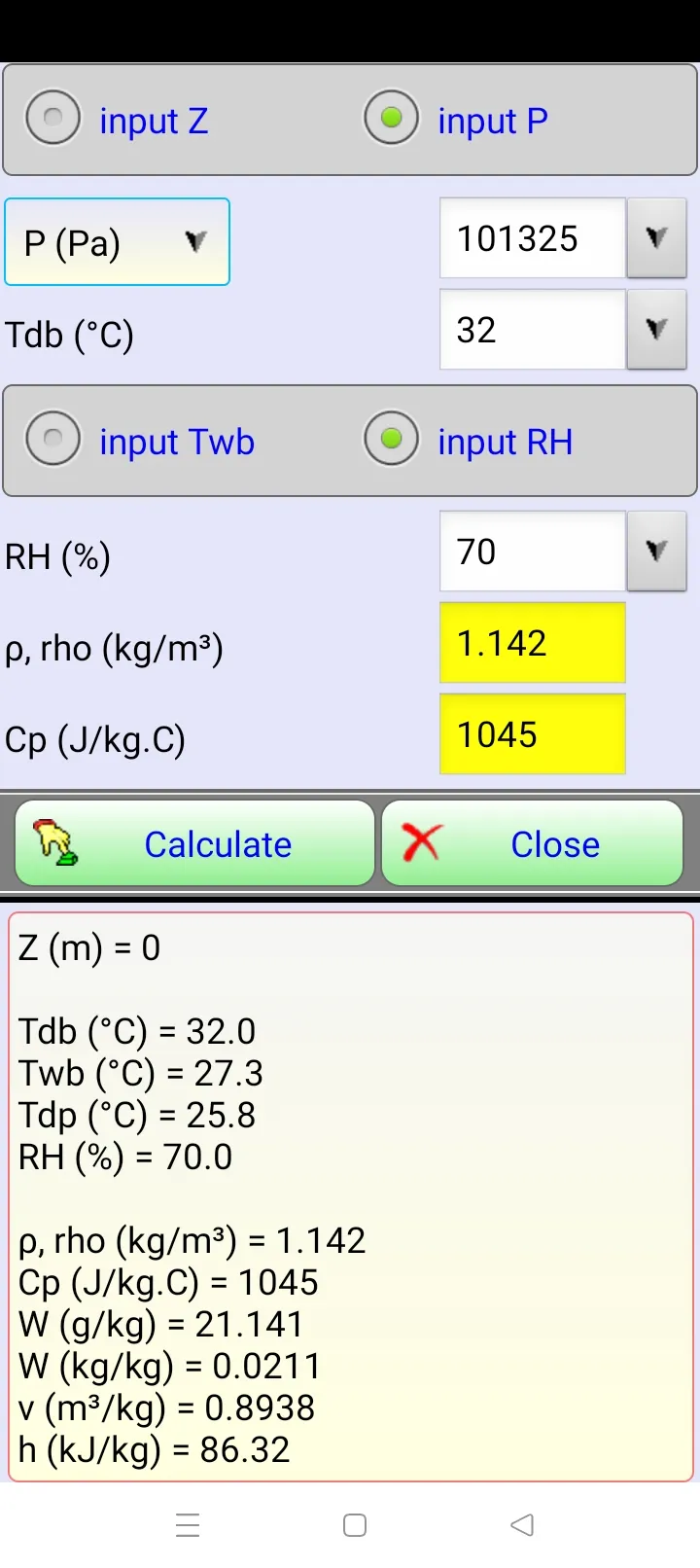 Psychrometric air - a rhoAir | Indus Appstore | Screenshot