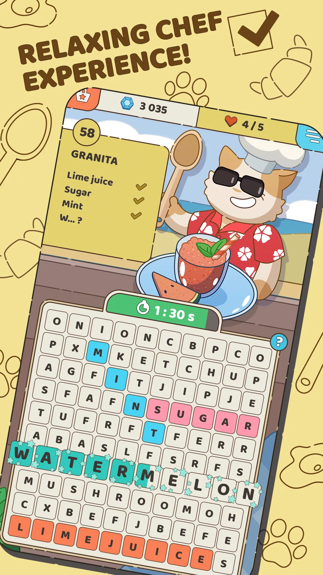 Food Words: Cooking Cat Puzzle | Indus Appstore | Screenshot