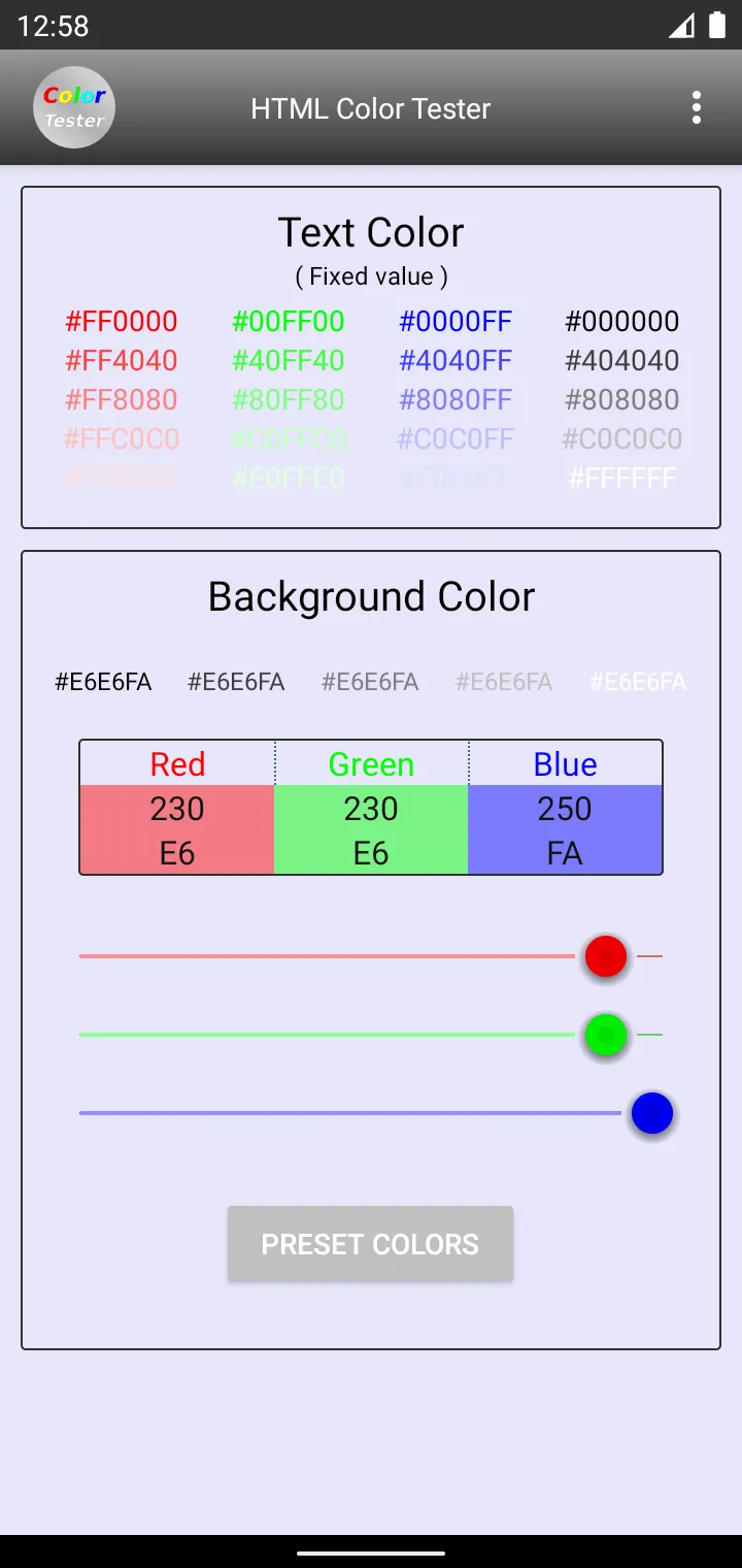 HTML Color Tester | Indus Appstore | Screenshot