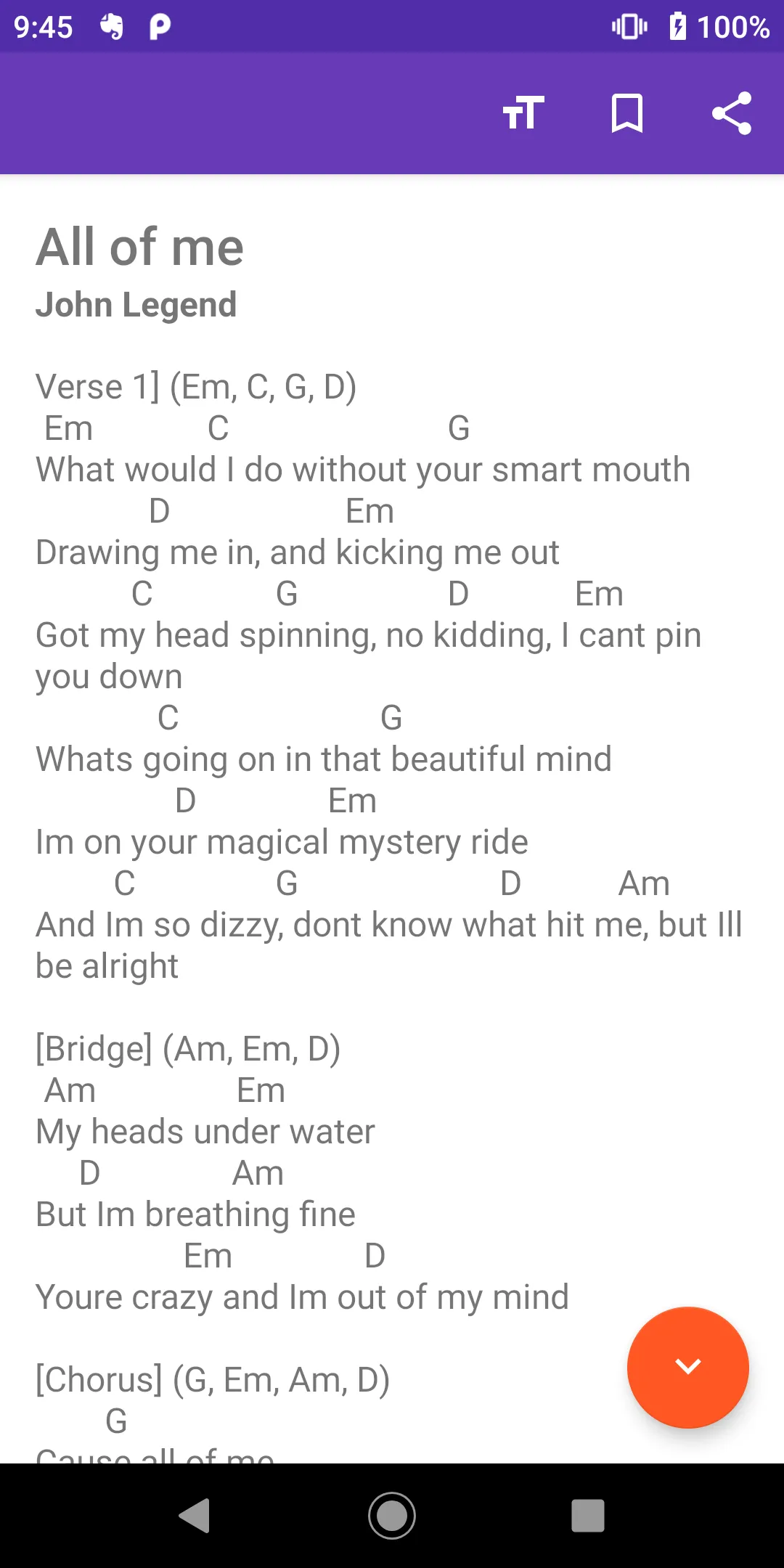 Guitar Chord and Song Lyrics | Indus Appstore | Screenshot