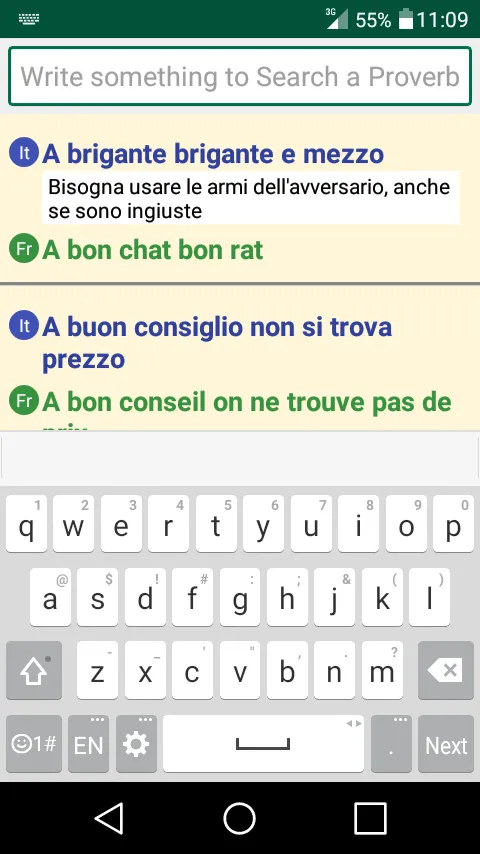 Italian French Proverbs Dict. | Indus Appstore | Screenshot