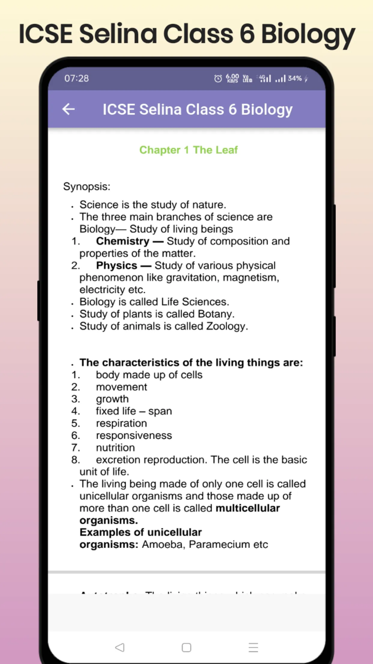 ICSE Selina Class 6 Biology | Indus Appstore | Screenshot