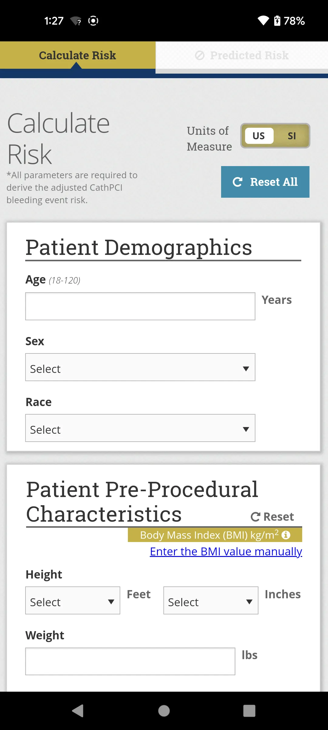 CathPCI Risk Calculator | Indus Appstore | Screenshot