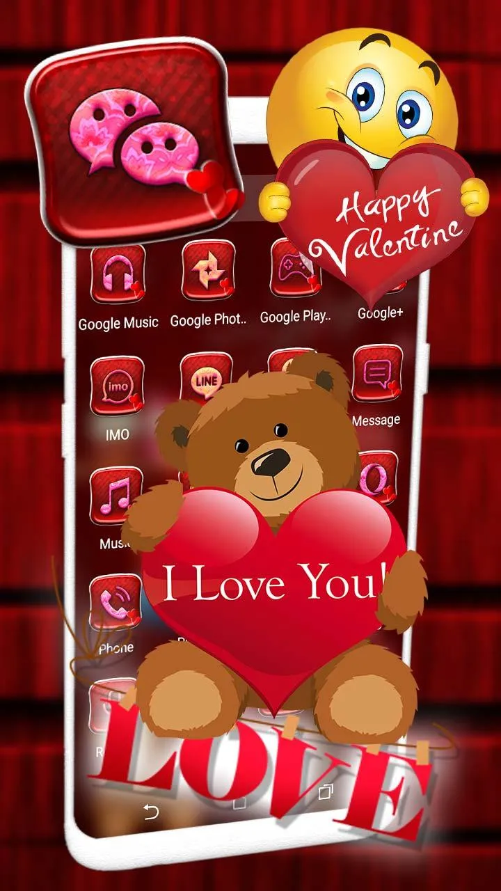 Valentine Red Launcher Theme | Indus Appstore | Screenshot