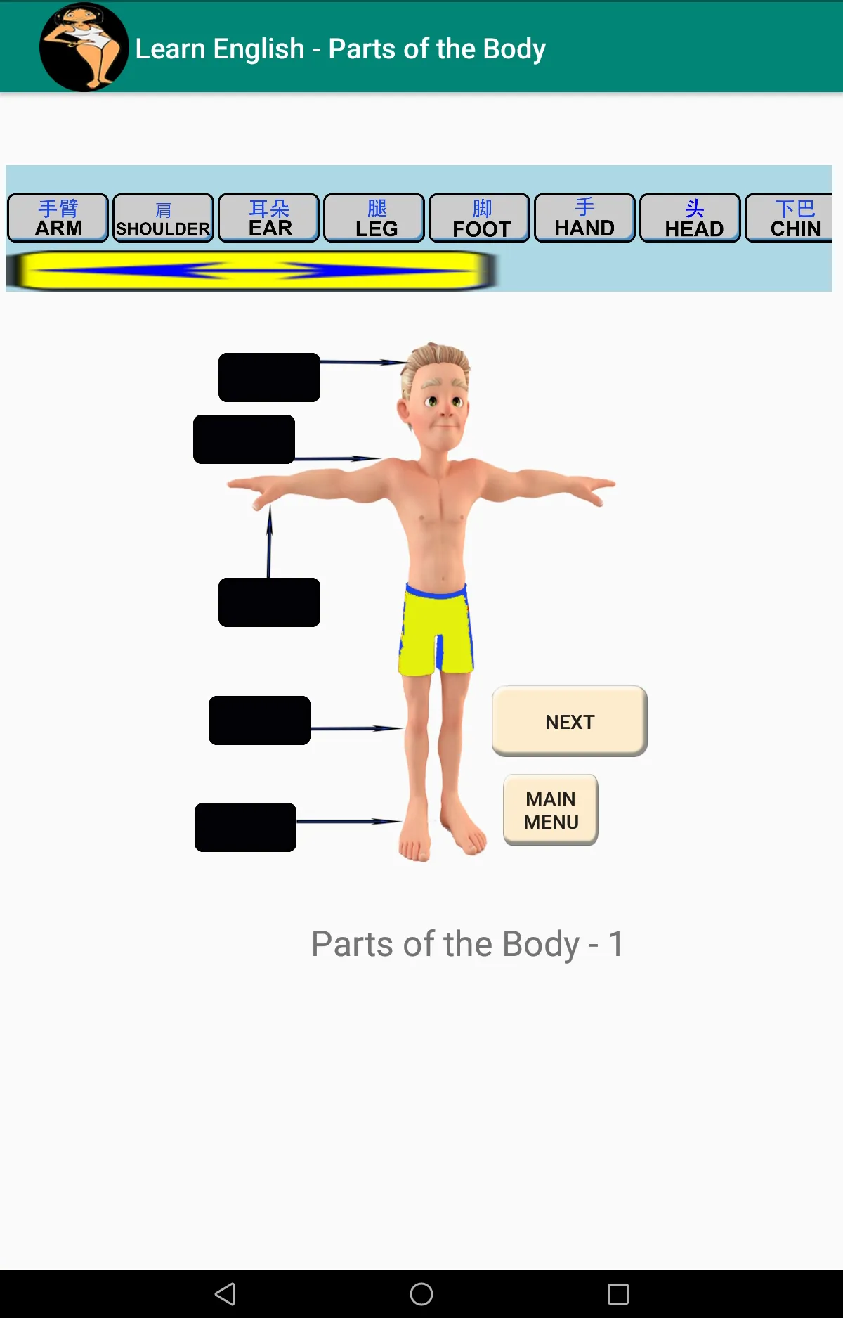 Chinese/English - Body Parts | Indus Appstore | Screenshot