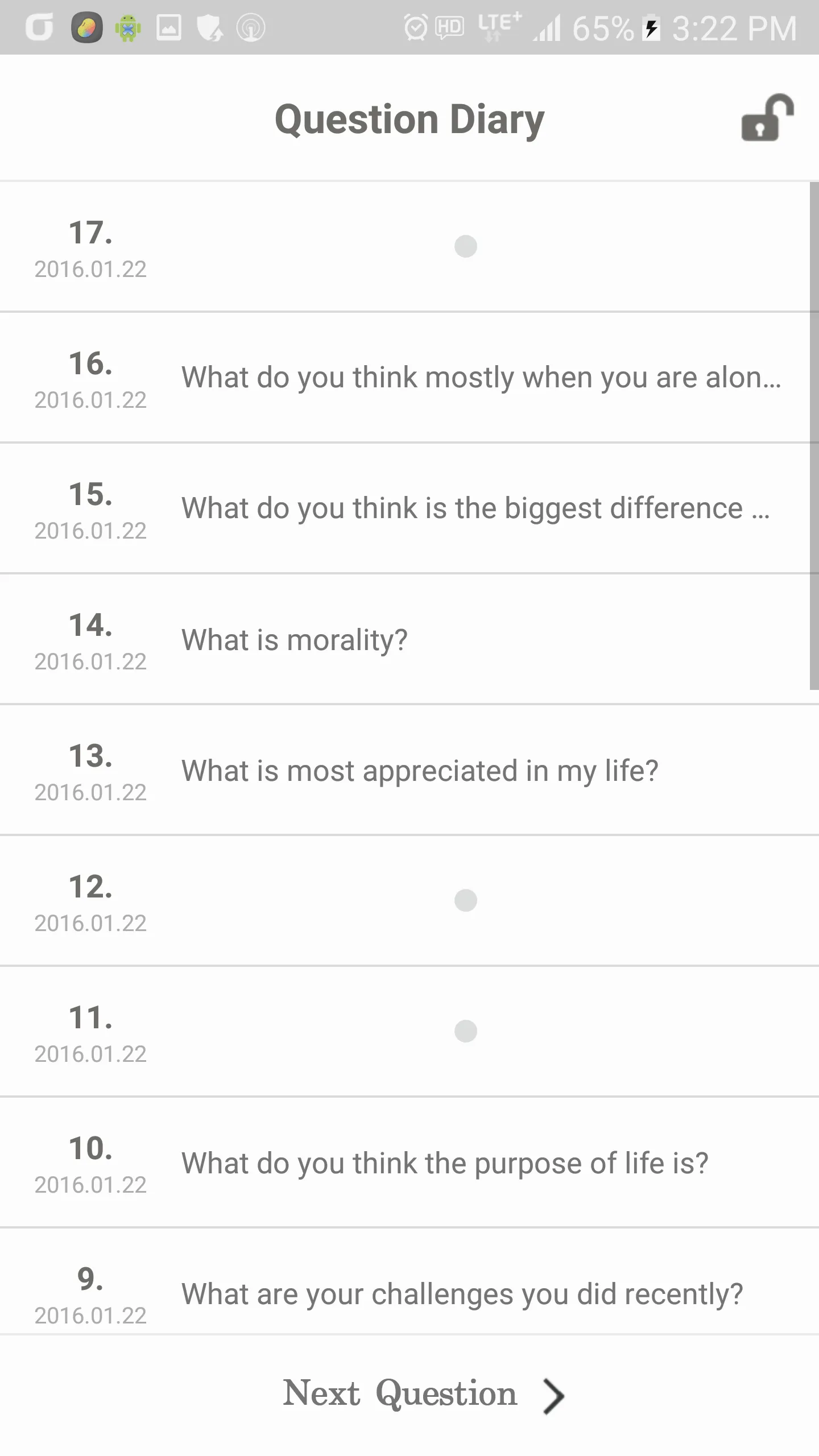 Questions Diary | Indus Appstore | Screenshot