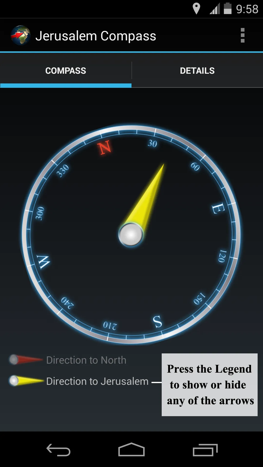 Jerusalem Compass | Indus Appstore | Screenshot