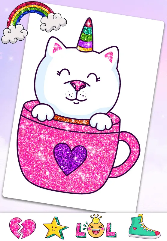 Glitter Cute Cat Coloring Book | Indus Appstore | Screenshot