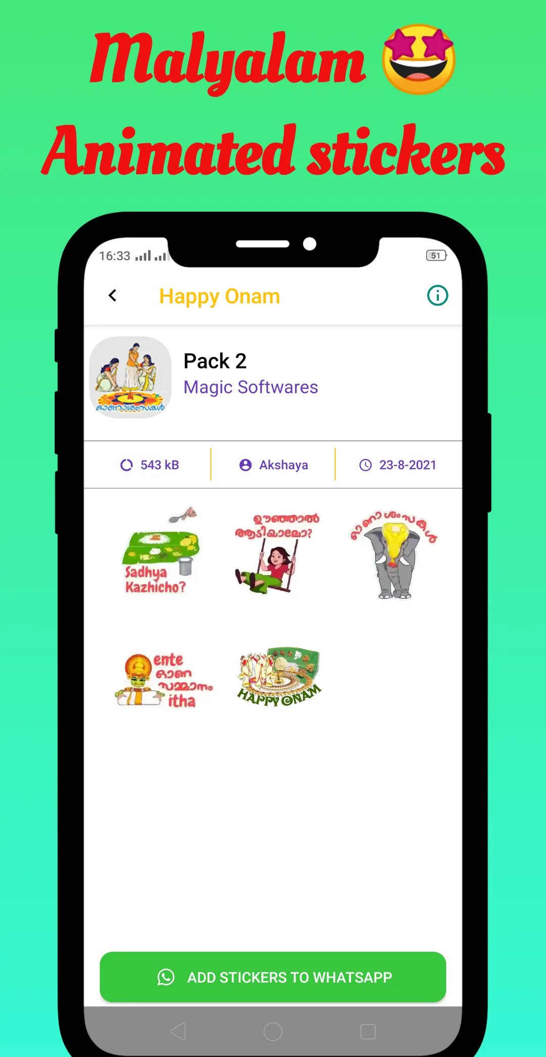 Happy Onam - Animated Stickers | Indus Appstore | Screenshot