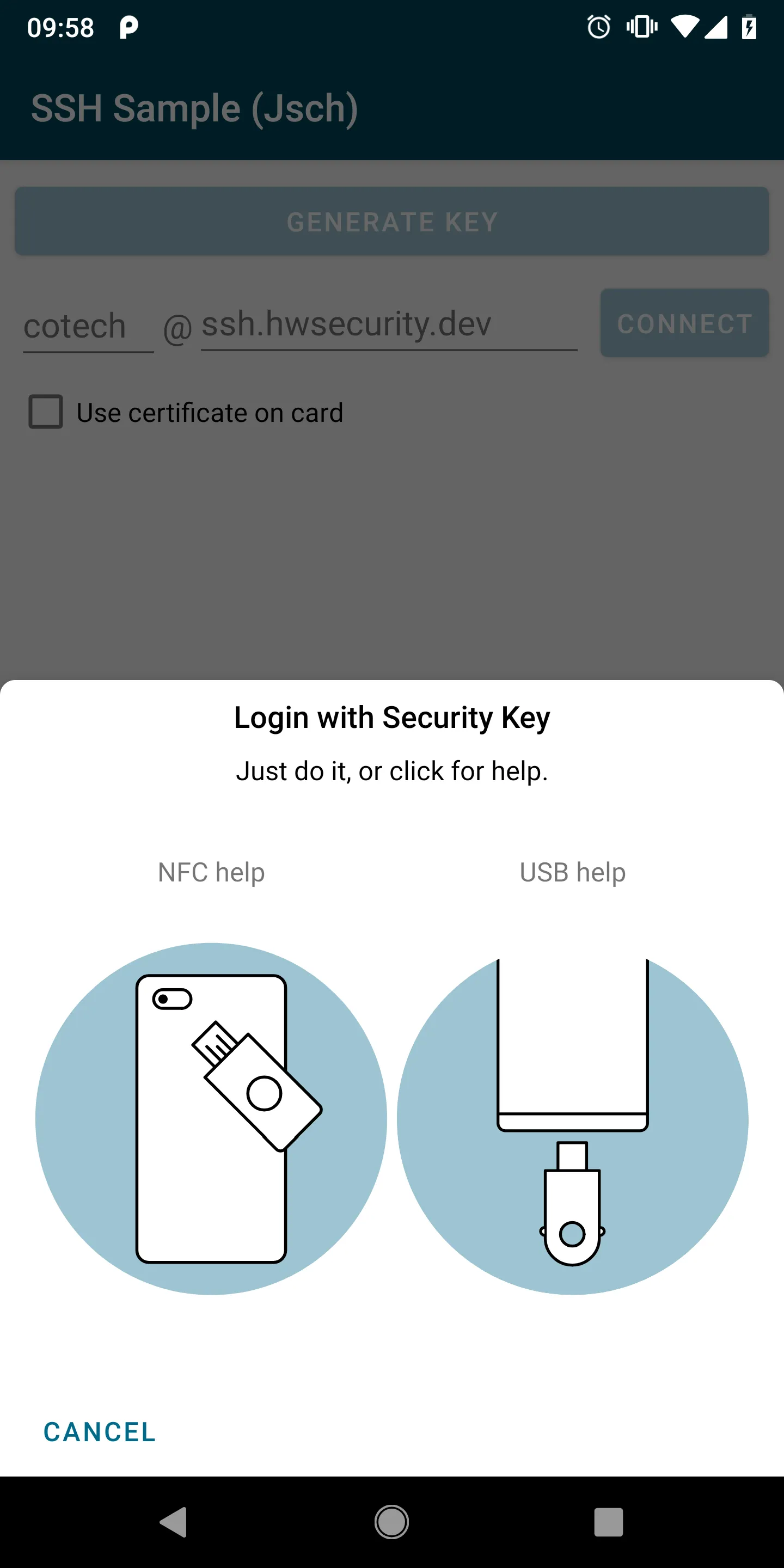 SSH Example for PGP & PIV Card | Indus Appstore | Screenshot