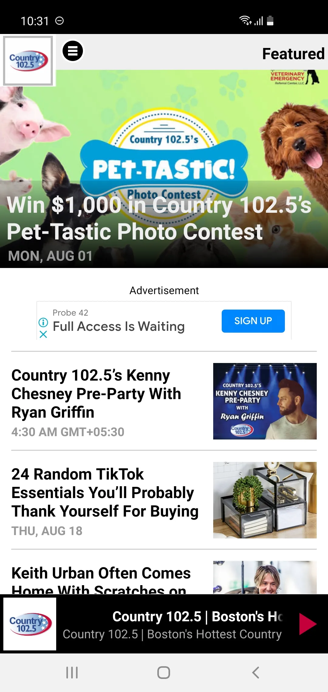 Country 102.5 - Boston | Indus Appstore | Screenshot