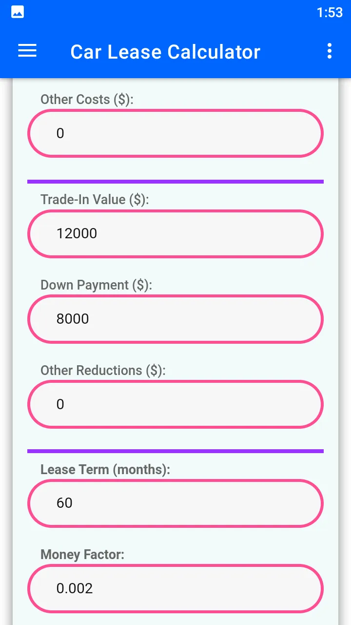 Car Lease Calculator | Indus Appstore | Screenshot