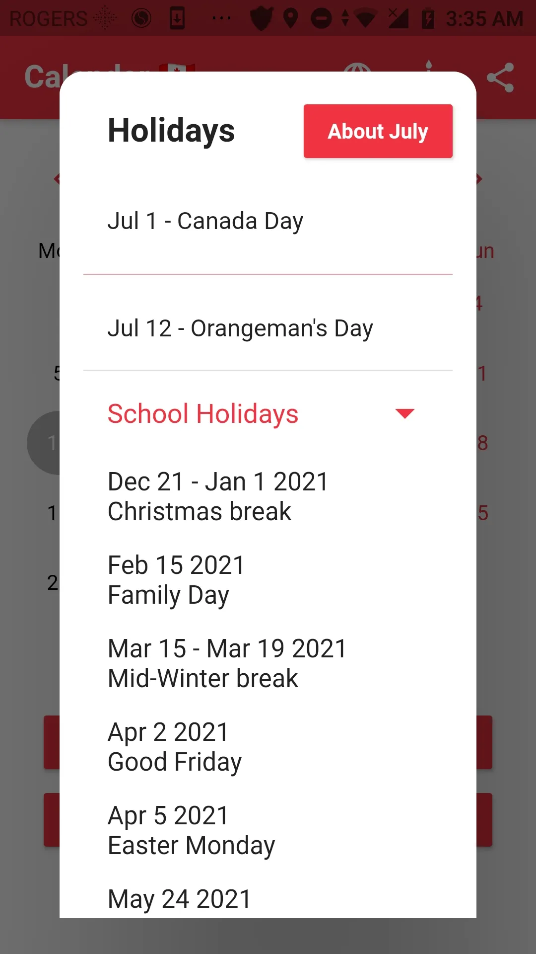 Canadian Calendar 2024 | Indus Appstore | Screenshot