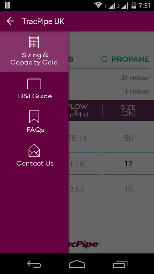 TracPipe UK Sizing & Ref Guide | Indus Appstore | Screenshot