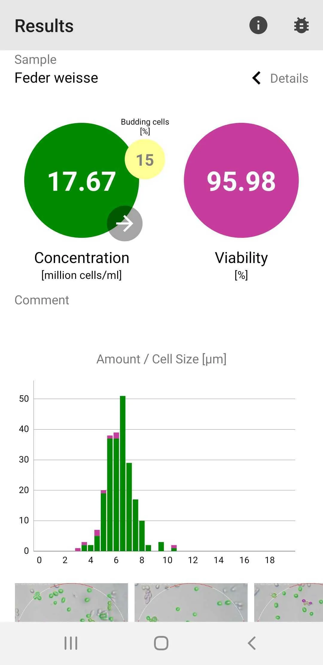 Oculyze FW Wine Yeast Counter | Indus Appstore | Screenshot