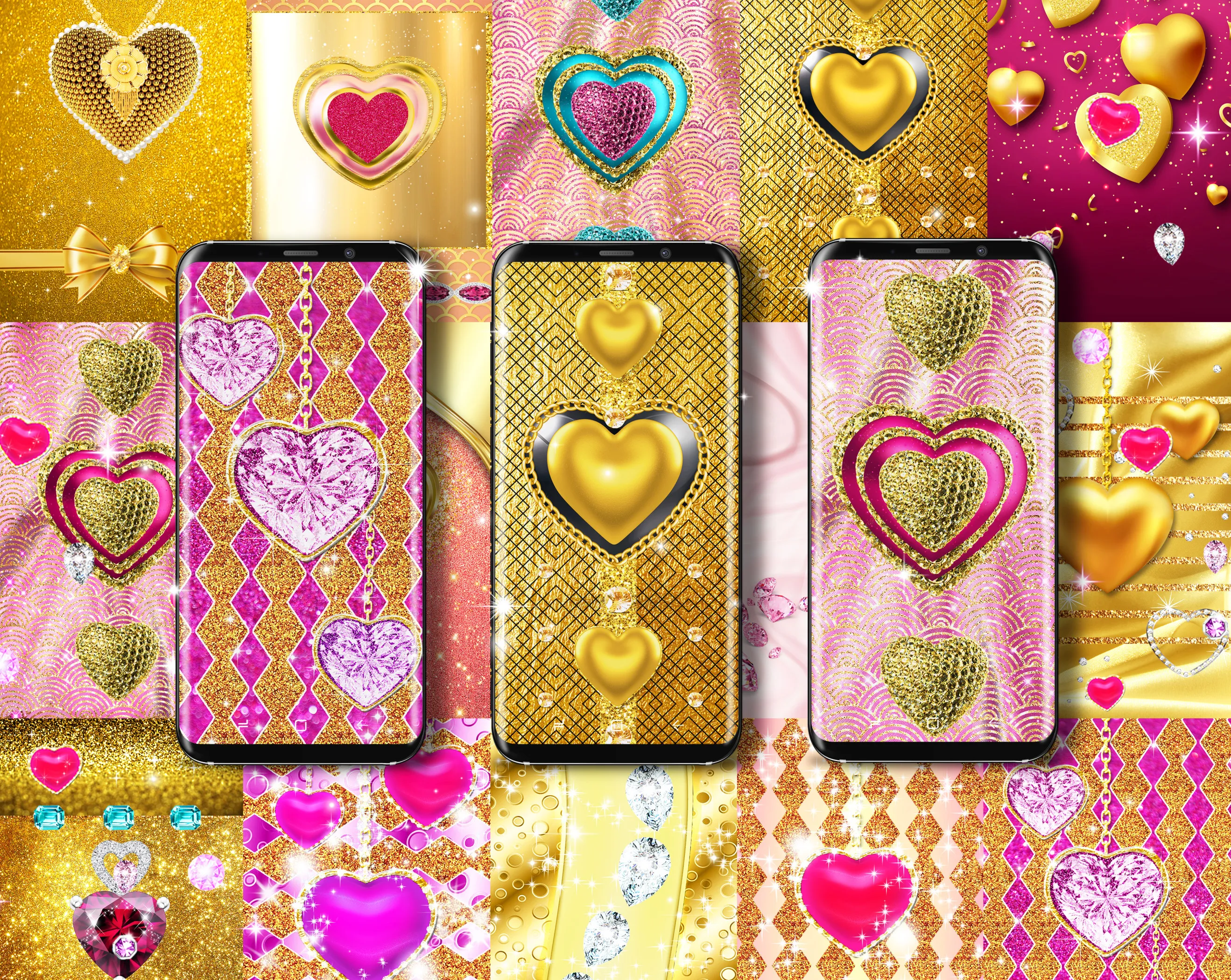 Golden diamond heart wallpaper | Indus Appstore | Screenshot