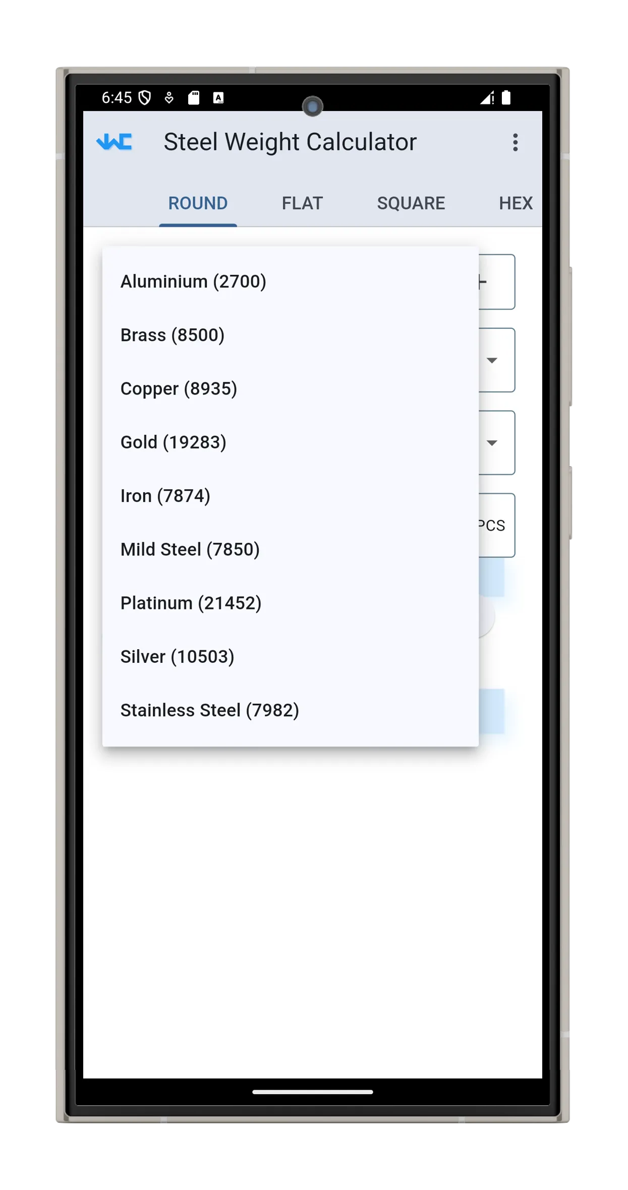 Steel Weight Calculator | Indus Appstore | Screenshot