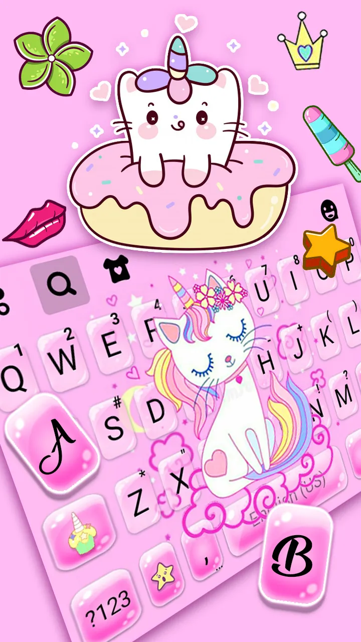 Pink Cat Unicorn Keyboard Back | Indus Appstore | Screenshot