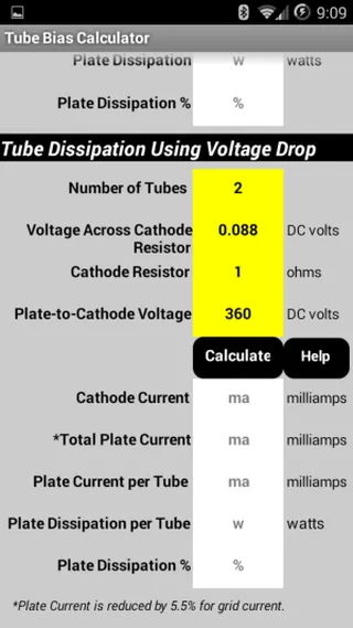 Tube Bias Calculator | Indus Appstore | Screenshot