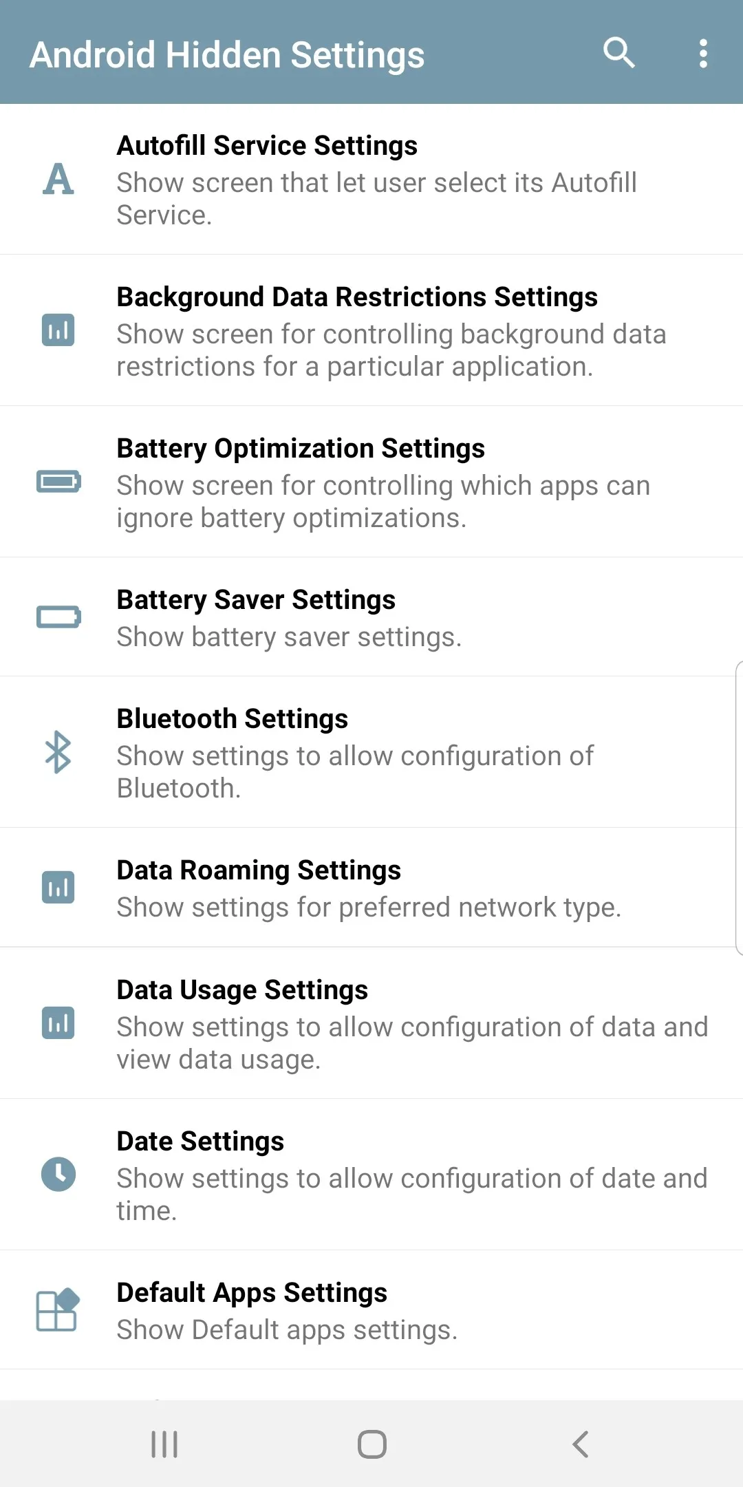 Android Hidden Settings | Indus Appstore | Screenshot