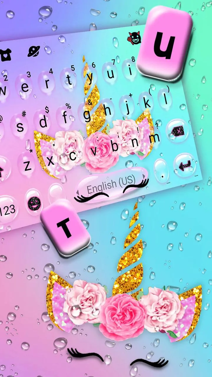 Raindrop Unicorn Keyboard Them | Indus Appstore | Screenshot