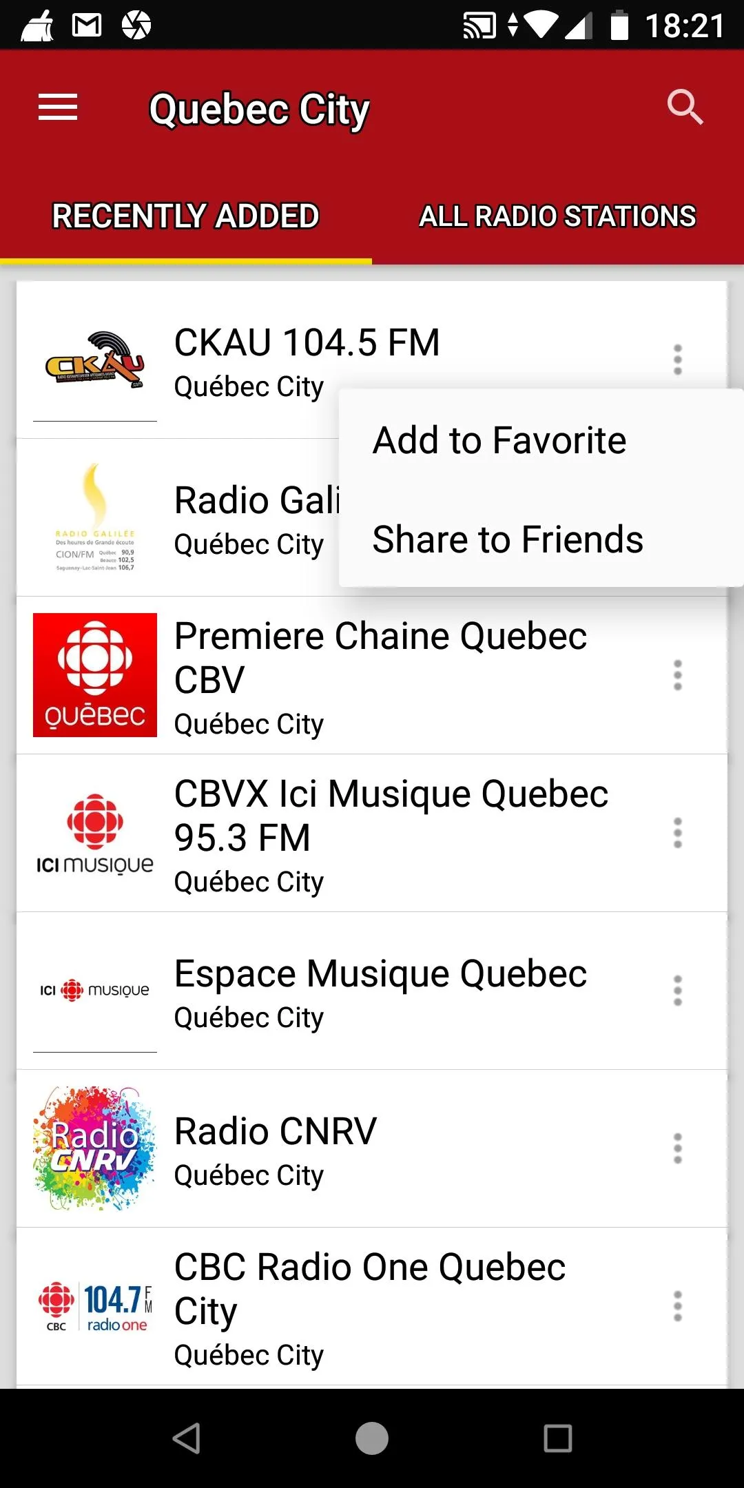 Quebec City Radio Stations | Indus Appstore | Screenshot