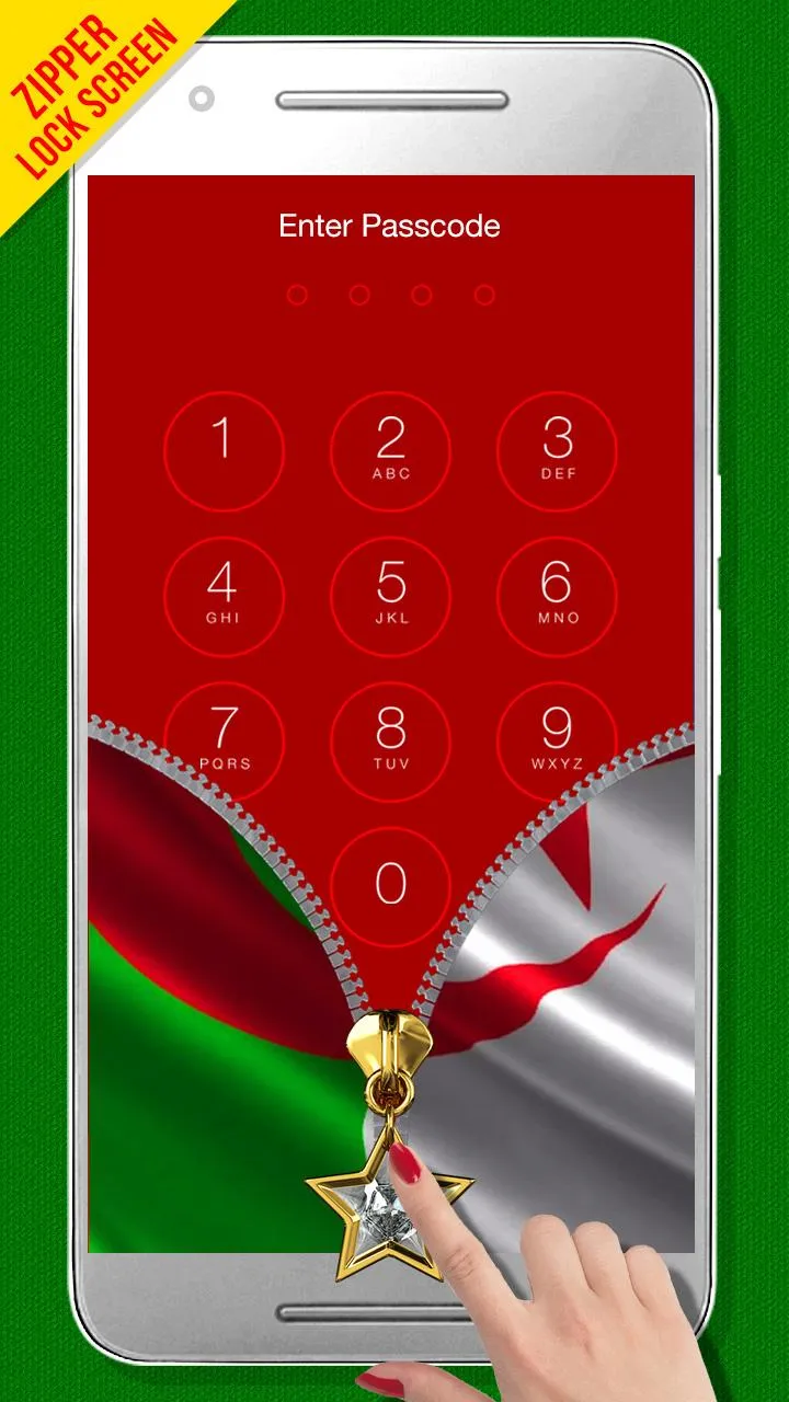 Algeria Flag Zipper LockScreen | Indus Appstore | Screenshot