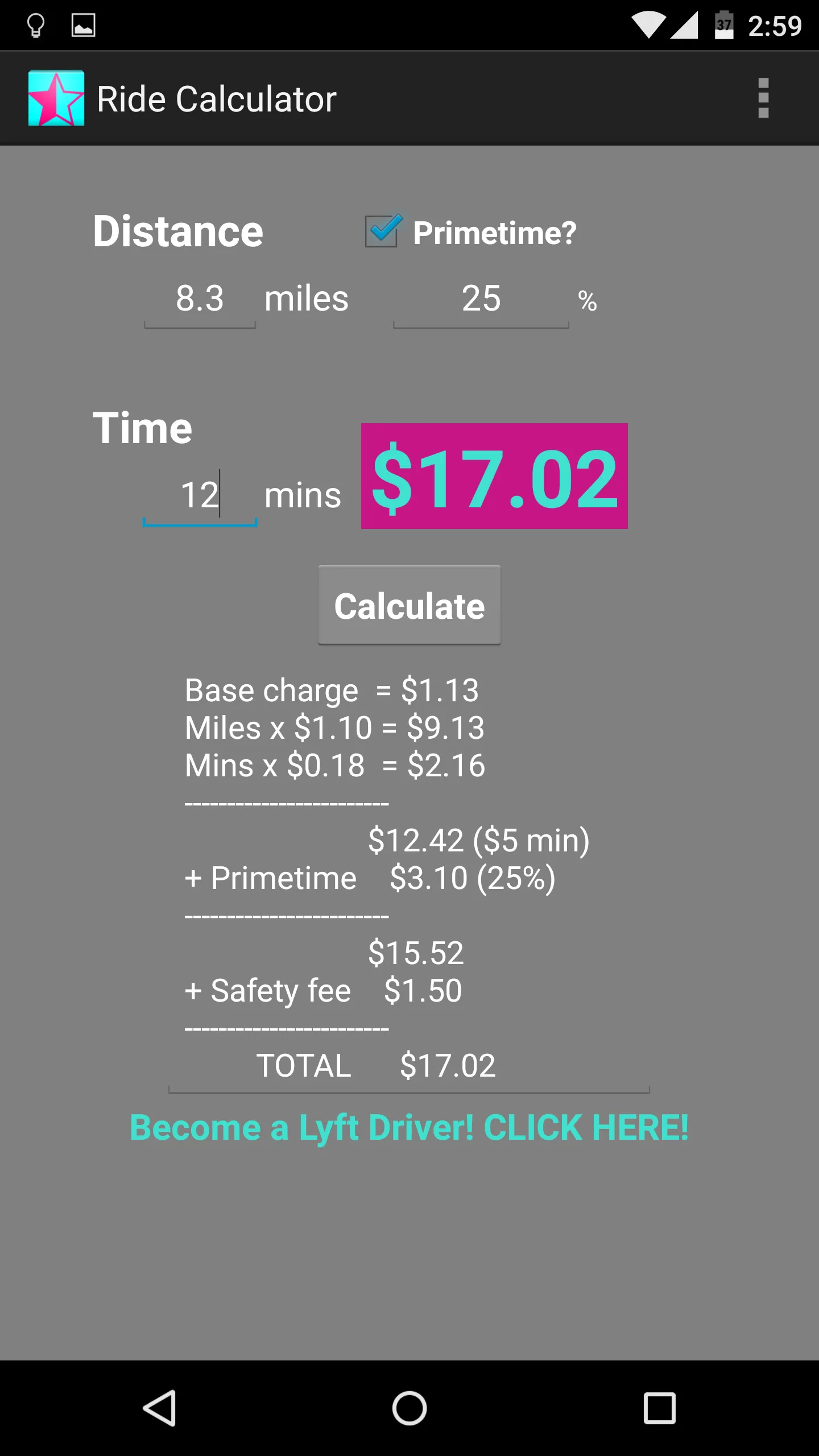 Ride Calculator for Lyft (DEFU | Indus Appstore | Screenshot