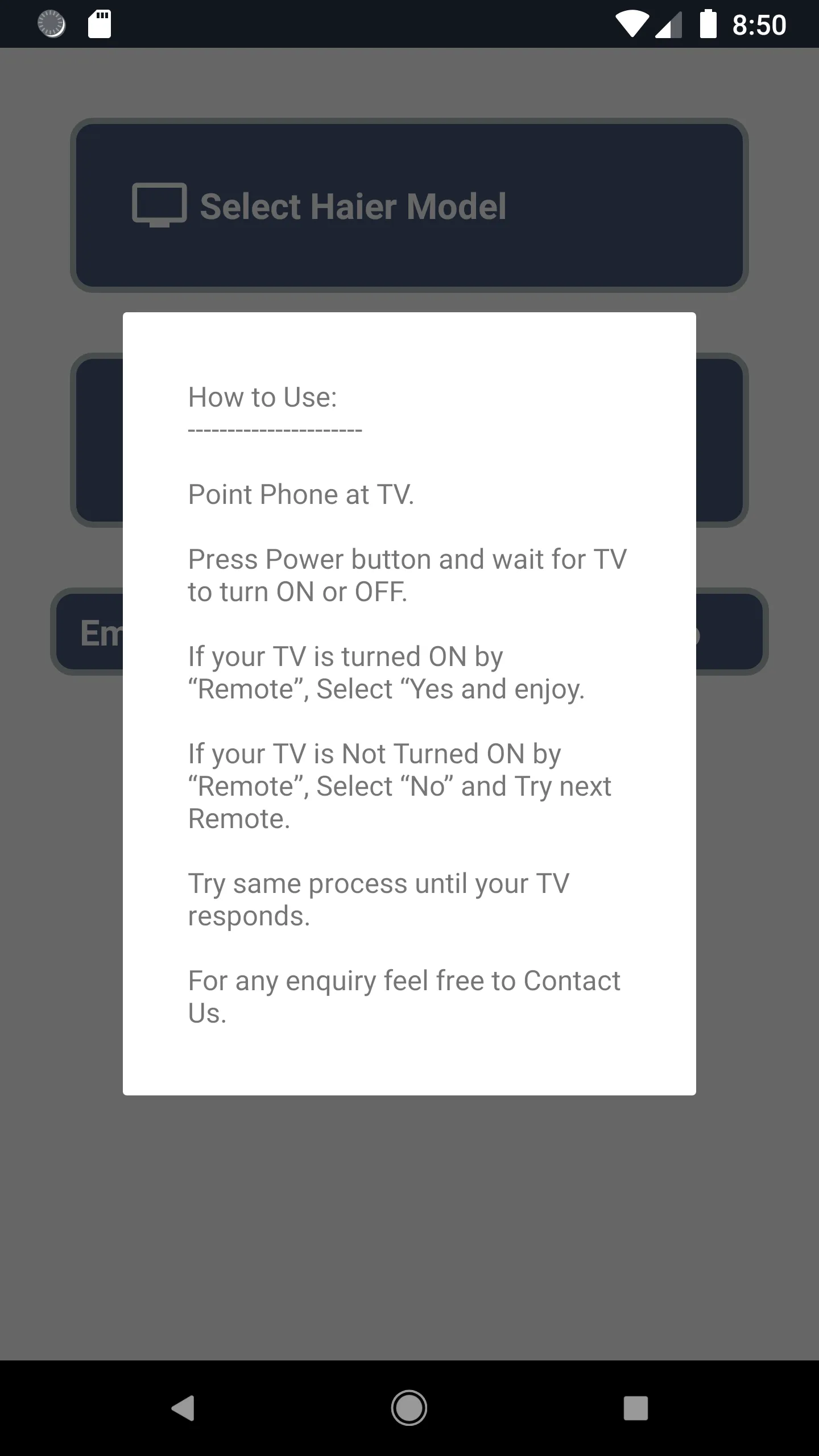 Haier TV Remote | Indus Appstore | Screenshot