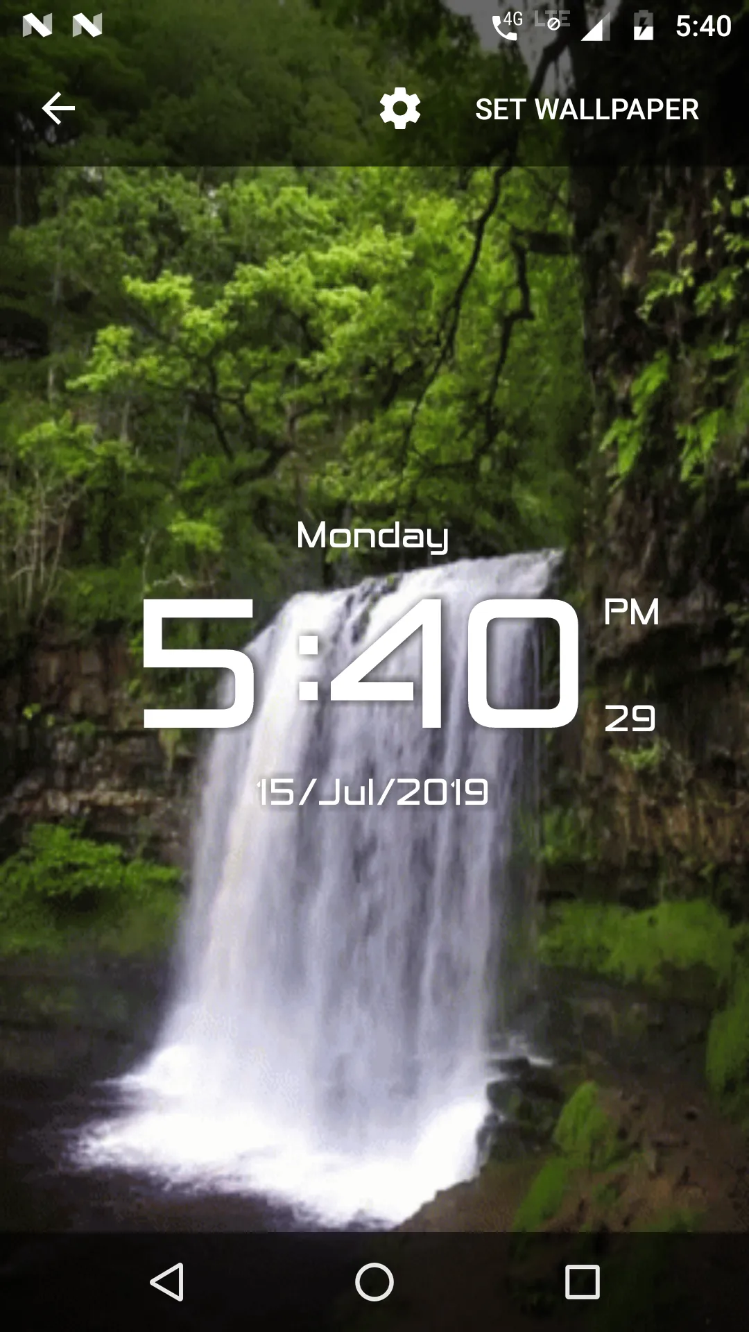 Waterfall digital clock lwp | Indus Appstore | Screenshot