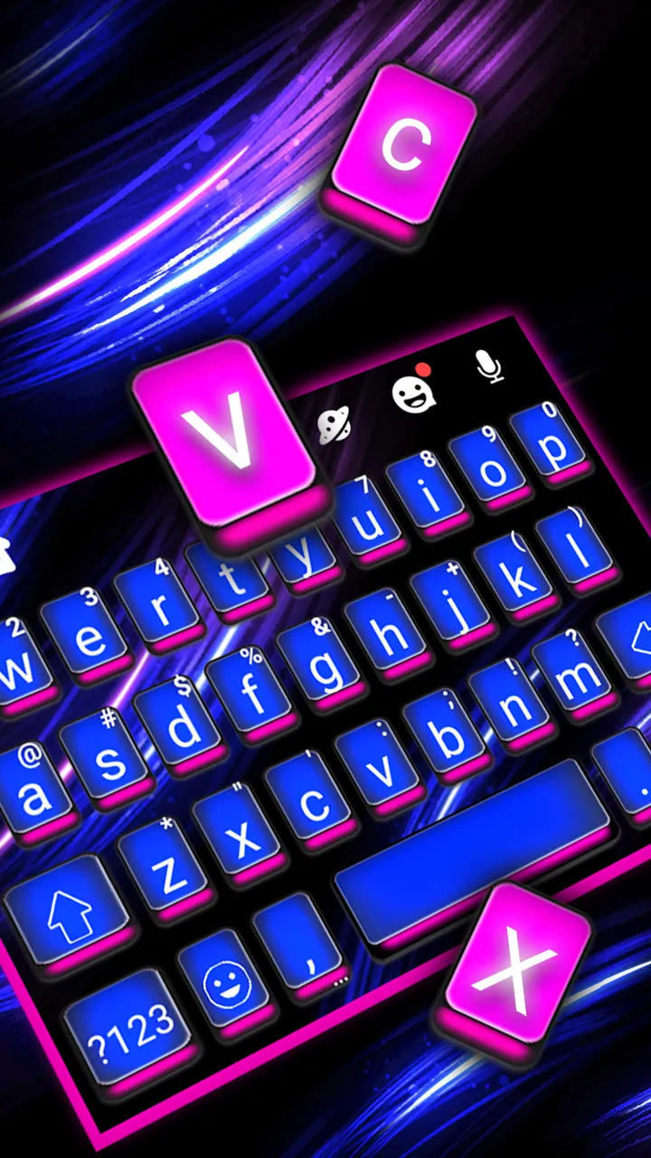 Neon Blue Lights Keyboard Them | Indus Appstore | Screenshot