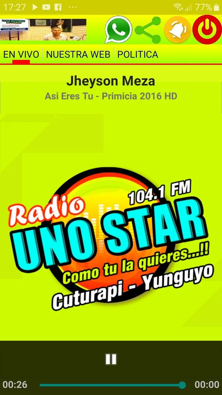 RADIO UNO STAR CUTURAPI 104.1  | Indus Appstore | Screenshot