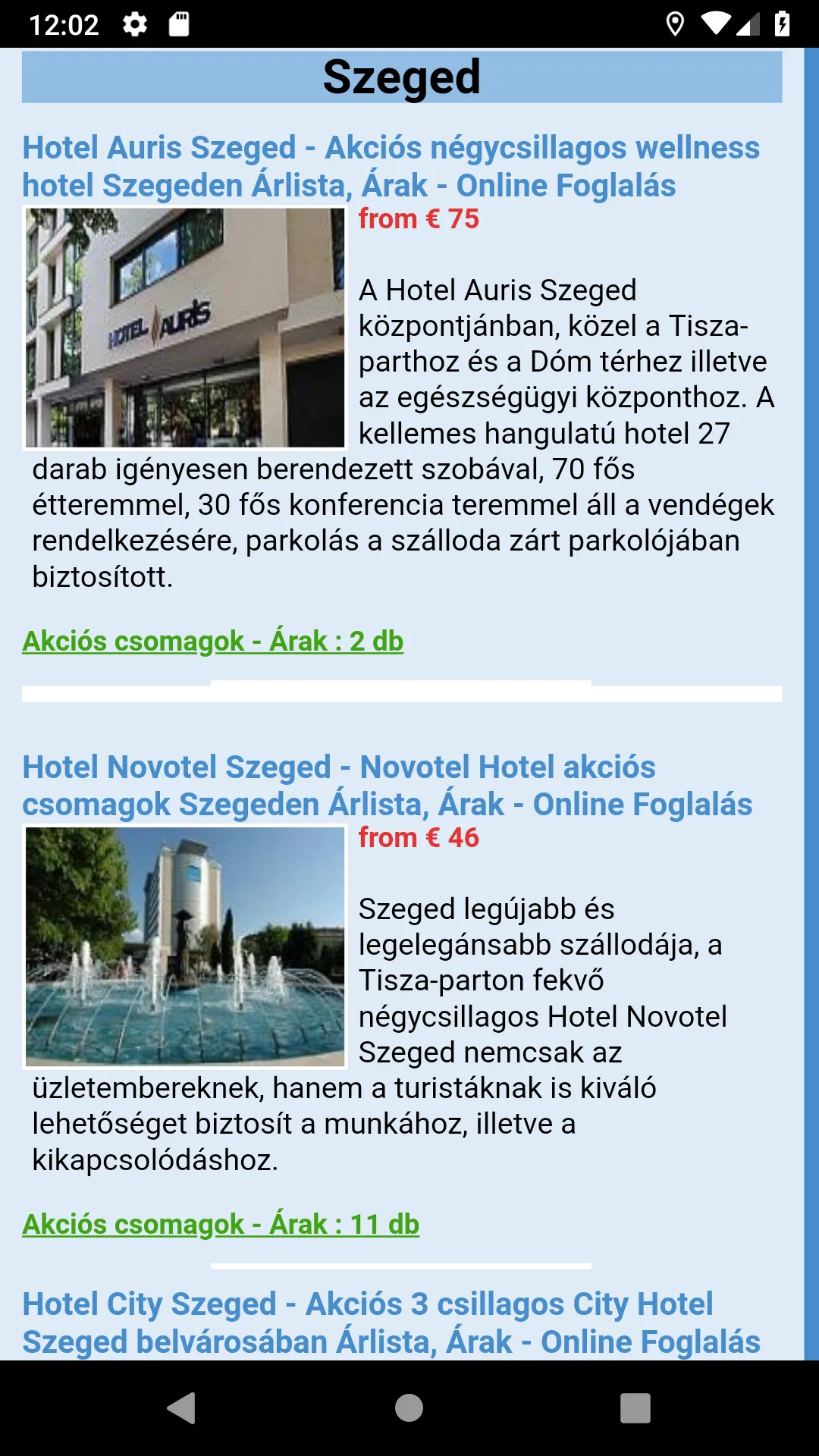 Szegedi szállodák és hotelek S | Indus Appstore | Screenshot