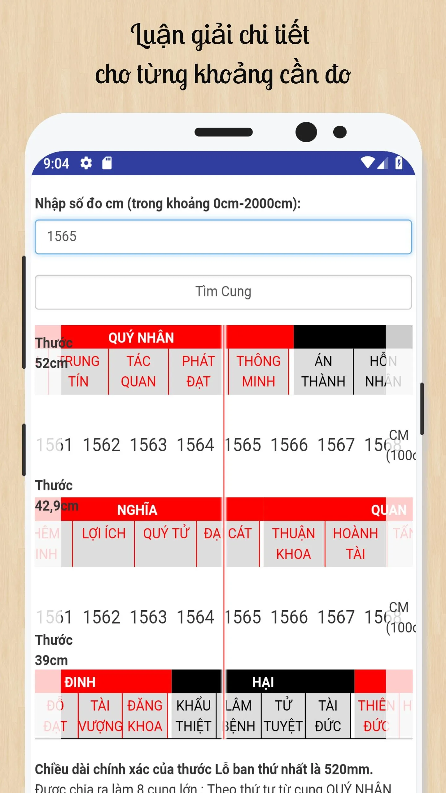 Thước Lỗ Ban đủ 3 loại | Indus Appstore | Screenshot