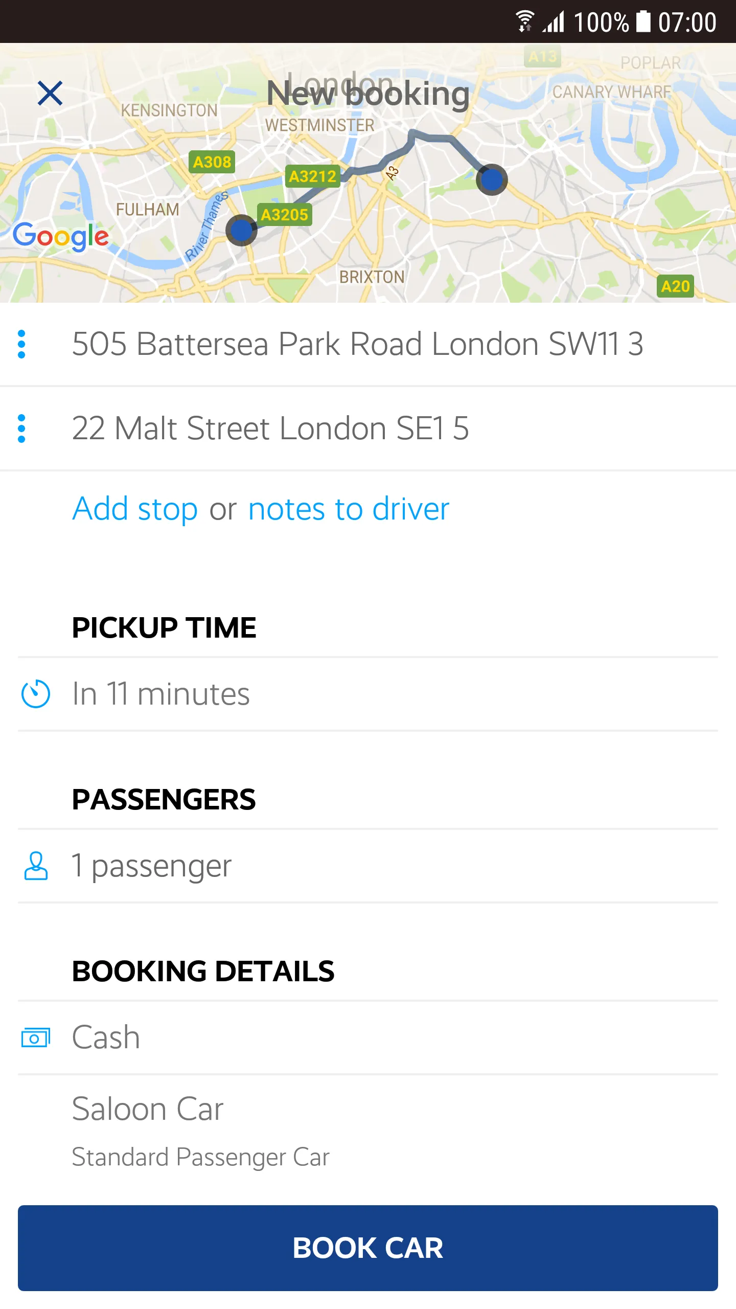 Olimpicars London minicabs | Indus Appstore | Screenshot