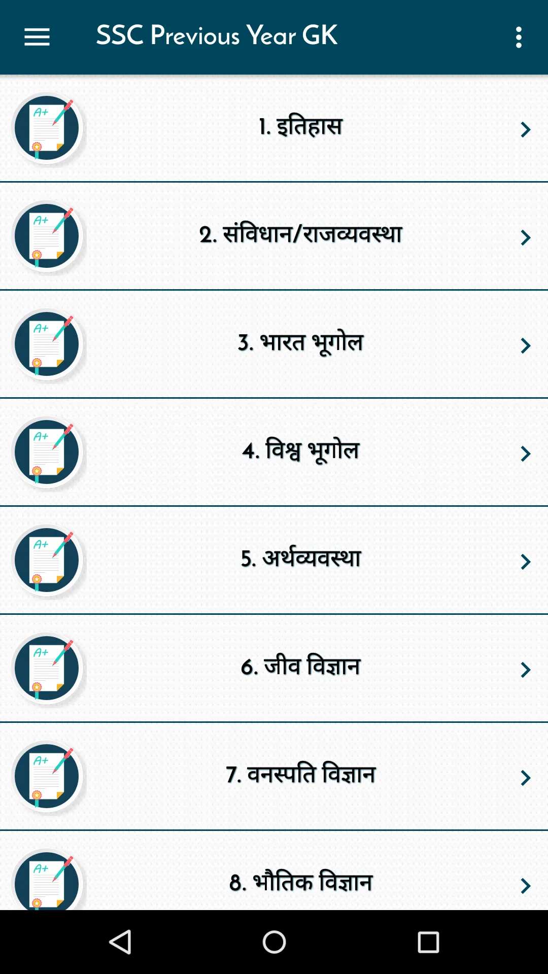 SSC Previous Year GK in Hindi | Indus Appstore | Screenshot