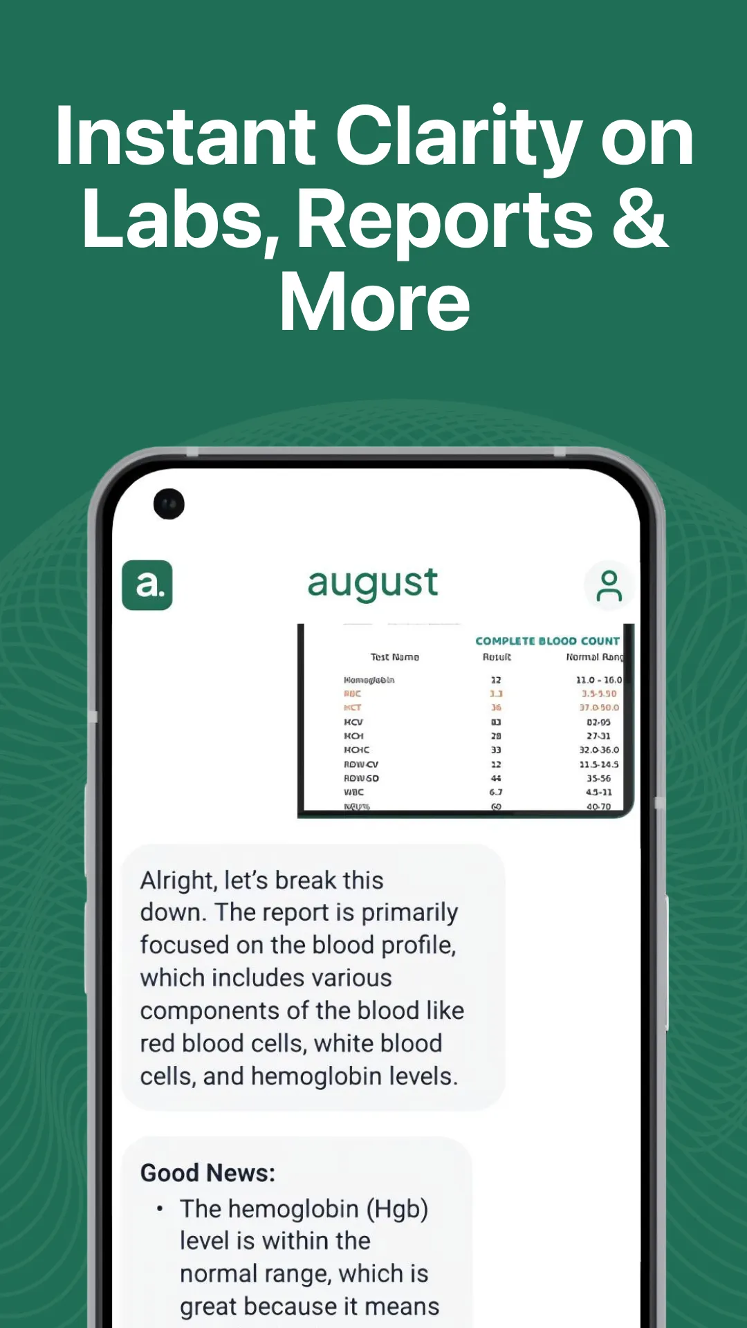 August, Your 24/7 Health AI | Indus Appstore | Screenshot