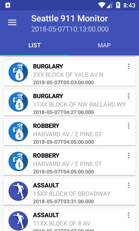 911 Incidents in Seattle | Indus Appstore | Screenshot